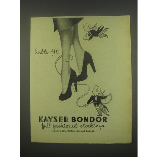 1949 Kayser Bondor Stockings Ad - Ankle Fit