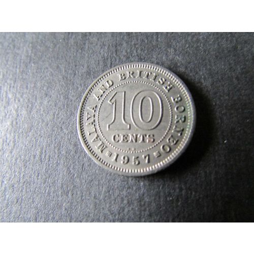 1957 QUEEN ELIZABETH II MALAYA AND BRITISH BORNEO TEN CENTS. AAY. FREE POST.