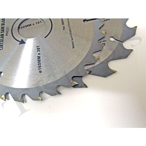 3Piece 160mm TCT Circular Saw Blades with Adapter Rings