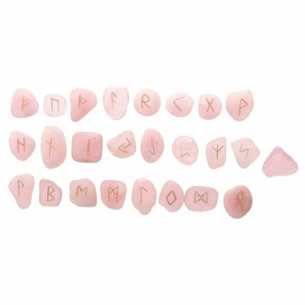 Bag of 24 Rose Quartz Rune Stones In Black Pouch
