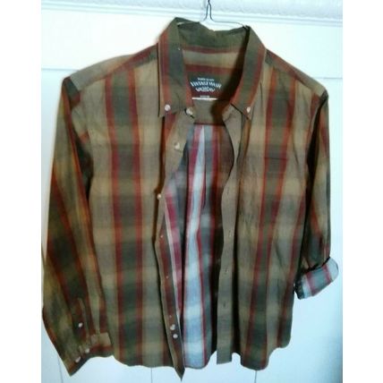 Faded Glory Shirt, Long Sleeves, Shades of Green, L(12/14)