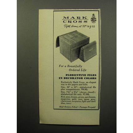 1951 Mark Cross Florentine Files Ad - For a beautifully ordered life