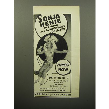 1951 Madison Square Garden Ad - Sonja Henie in person Hollywood Ice Revue