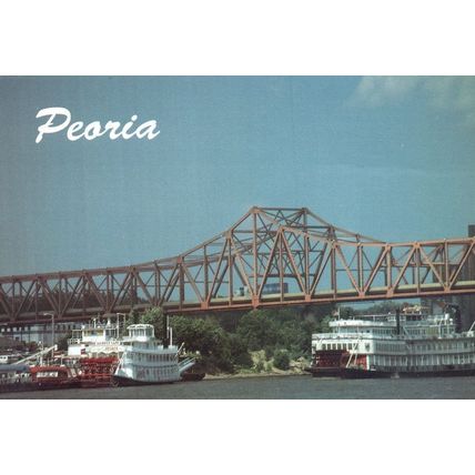 Peoria Riverfront Illinois Paddle Wheeler Ride Trips Boats Postcard