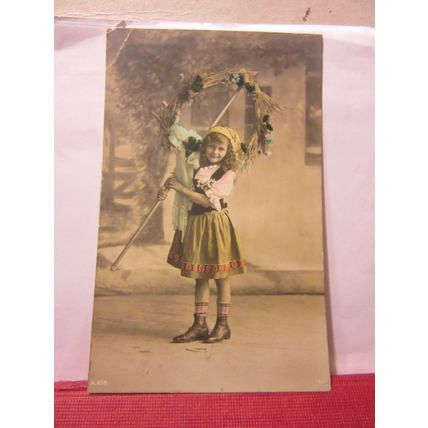 young girl in costume used antique postcard Rotary Photo. 1911 postmark =