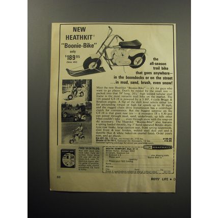 1968 Heathkit Boonie-Bike Ad - the all-season trail bike that goes anywhere