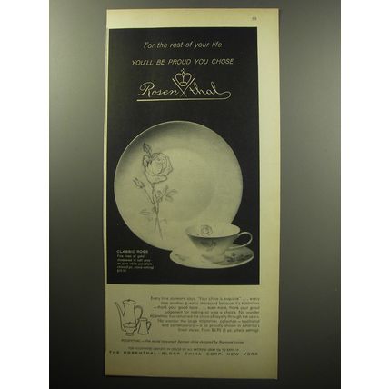 1957 Rosenthal China Advertisement - Classic Rose Pattern