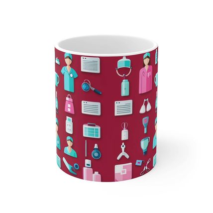 Professional Worker Pink Doctor and Nurse #7 Ceramic Coffee Mug 11oz