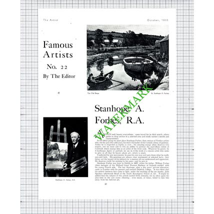 Stanhope A Forbes Artist - 1933 Article