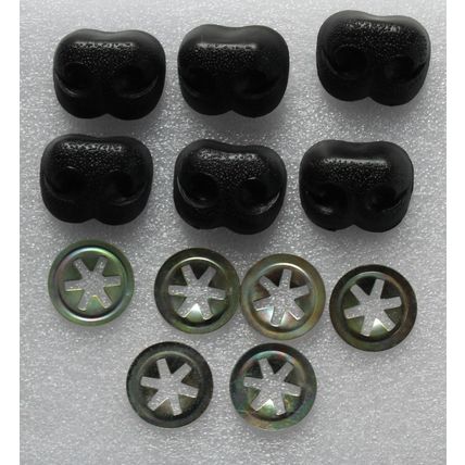 6 Vintage Black Plastic Dog Safety Noses With Metal Washers