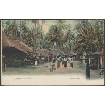 Street Scene, Colombo, Ceylon, c.1910 - Plâté Postcard
