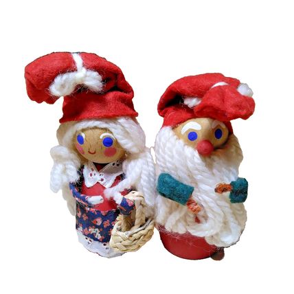 Wood Handcrafted Holline Denmark 4" Man & Woman Holiday Christmas Figures (2)