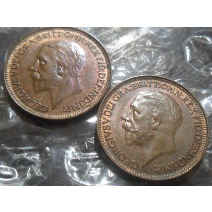 2 x 1930 George V farthing.