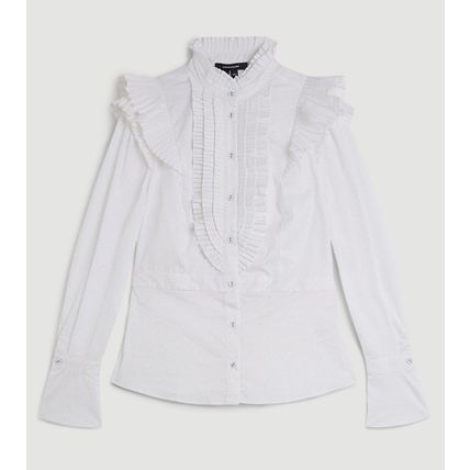 KAREN MILLEN Long Sleeved Pleated Ruffle Shirt BNWT (RARE & COLLECTABLE)