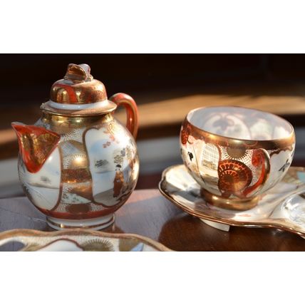 Antique Victorian JAPANESE TEA SET 1800s early 1900s Japan Oriental vintage