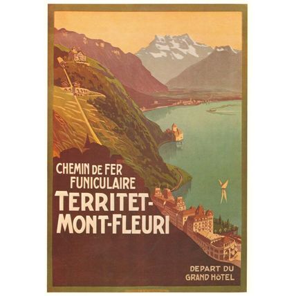 Chemin De Fer Territet Mont Fleuri Switzerland Hotel Poster Postcard