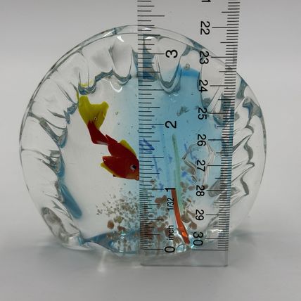 Murano Art Glass Aquarium Hand Blown Italy Paperweight 3.5”x3” Vintage