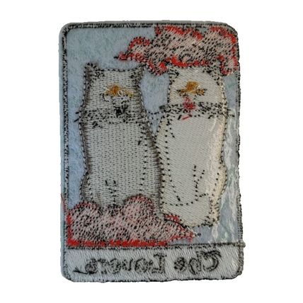 The Lovers Tarot Card Embroidered Patch Sew On Iron On 9 cm x 6.4 cm Cats P075