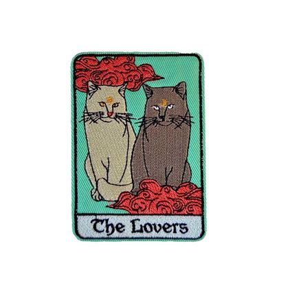 The Lovers Tarot Card Embroidered Patch Sew On Iron On 9 cm x 6.4 cm Cats P075