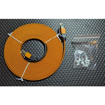 RJ45 Cat7 Gold Plated Flat ultra-tough braided Ethernet Cable at 5m