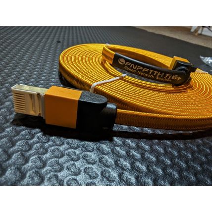 RJ45 Cat7 Gold Plated Flat ultra-tough braided Ethernet Cable at 5m
