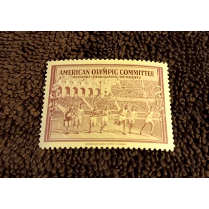 Vintage 1940 American Olympic Committee Cinderella Stamp Helsinki