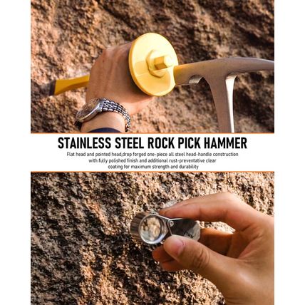INCLY 7 Pcs Geology Rock Pick Equipment Kit, 3Lb Sledge &32 Oz Rock Hammer with