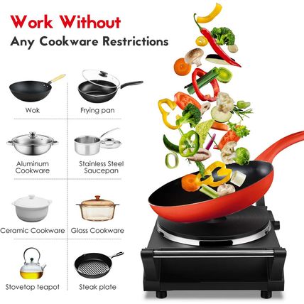 Techwood Hot Plate Portable Electric Stove 1500W Countertop Single Burner with A