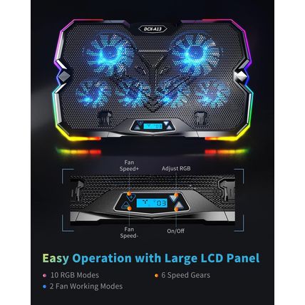 Keibn Upgrade Laptop Cooling Pad A13,RGB Lights Laptop Cooler 6 Fans for up to 1