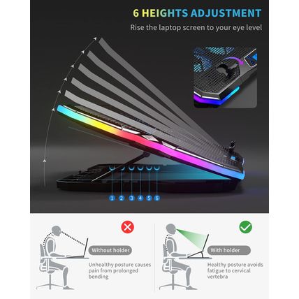 Keibn Upgrade Laptop Cooling Pad A13,RGB Lights Laptop Cooler 6 Fans for up to 1