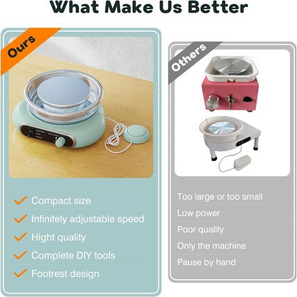 Alldeer Mini Pottery Wheel Kit - 4.7" Turntable Electric Clay Wheel with Foot Pe