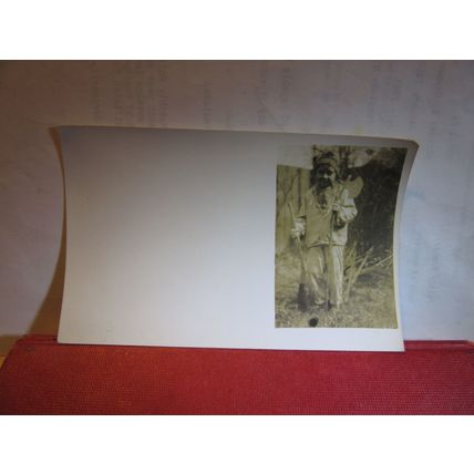 YOUNG LAD DRESSED AS AN a AMERICAN INDIAN vintage postcard photograph =