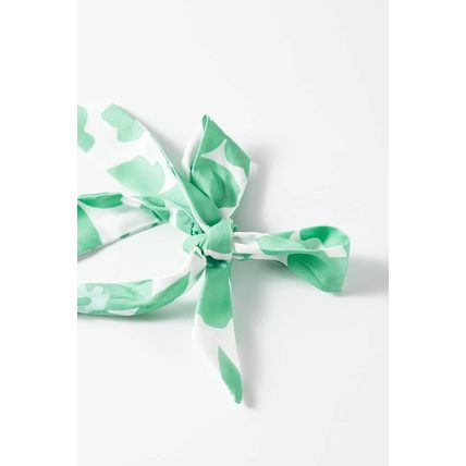 Green Flower Print Knotted Straps Square Neck Romper