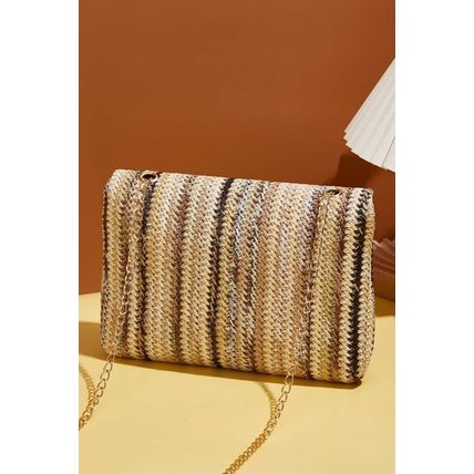Camel Bohemian Woven Gold Chain Shoulder Bag