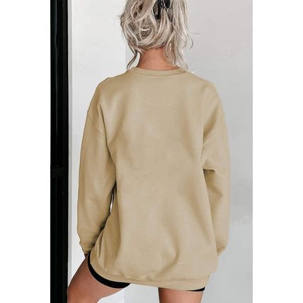 Parchment thankful Embroidered Drop Shoulder Pullover Sweatshirt