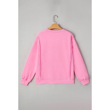 Bonbon Lace Insert Bow Embroidered Exposed Seam Sweatshirt