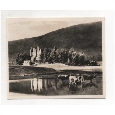Old Mar Castle from River Dee, Scotland. Vintage real photo snapshot