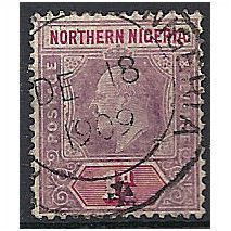 Northern Nigeria 1906 SG21a 1d Dull Purple & Carmine CSP Fine Used ..