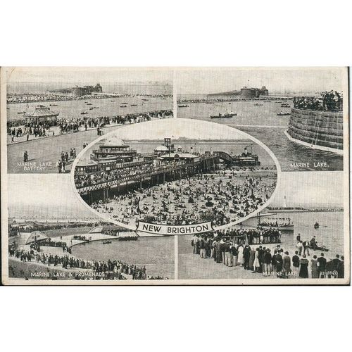 Vintage Valentine's PC 1934 - New Brighton, Merseyside, Lancashire - Multi-View