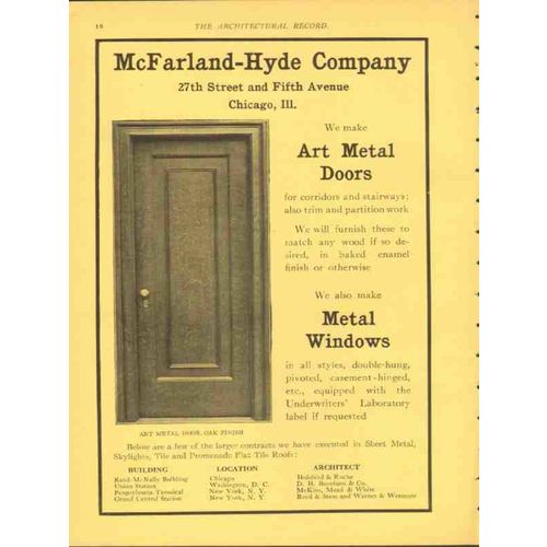 mcfarland-hyde company 1912 art metal doors windows vintage ad