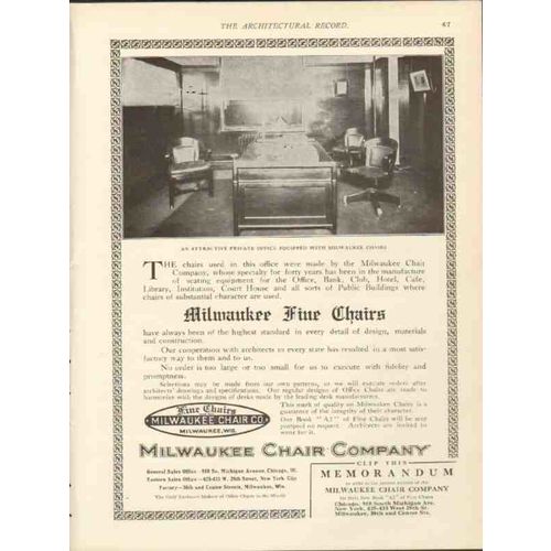 milwaukee chair company 1912 office bank club hotel cafe vintage ad