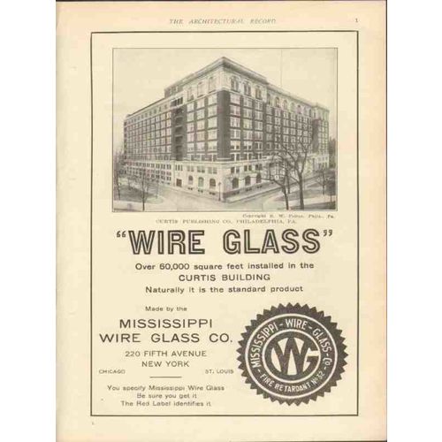 mississippi wire glass company 1912 curtis publishing bldg vintage ad