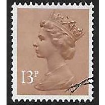 SG X900: 13 p. pale chestnut Defin.: Queen Elizabeth II, 1 centre phosphor band.