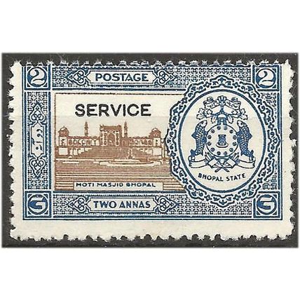 Bhopal (IFS) 1937 O337 2a Brown & Blue SERVICE Mounted Mint . .. .