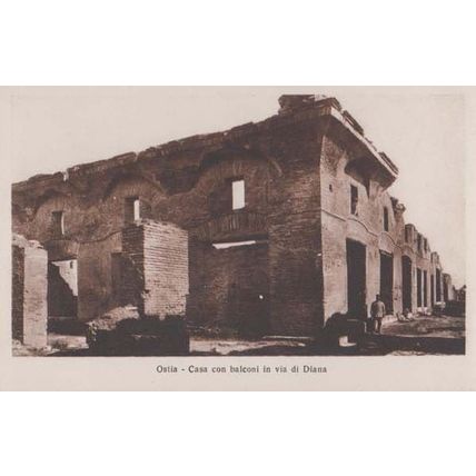 Ostia Italy Casa Con Balconi In Via Di Diana Italian Rare Antique Postcard