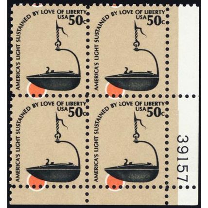 1608, Mint NH 50¢ Dramatic Orange Color Shift Error Plate Block * Stuart Katz