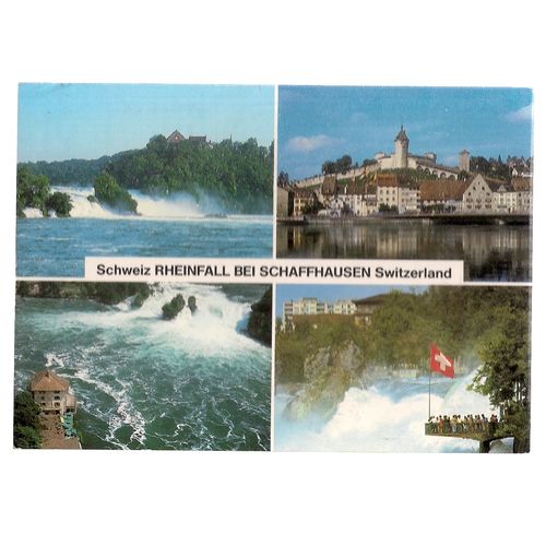 RHINE FALLS, RHEINFALL, SWITZERLAND used postcard 1990 postmark GERMAN STAMP #