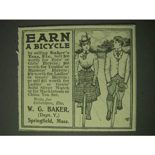 1900 W.G. Baker Baker's Tea Ad - Earn a Bicycle