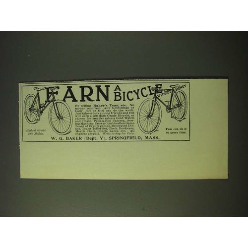 1900 W.G. Baker Baker's Teas Ad - Earn a Bicycle