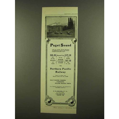 1908 Northern Pacific Railway Ad - Puget Sound